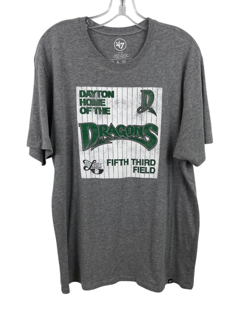Dayton Dragons Fifth Third Field Graphic T-Shirt XL Heather Gray Cotton Blend